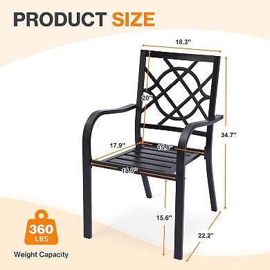 Aoodor Patio Dining Chairs Set of 2, Stackable Metal High Back Chairs Set for Lawn, Garden, Yard, De