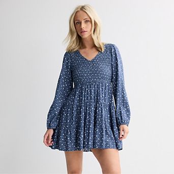 Juniors' SO® Long Sleeve Smocked Dress