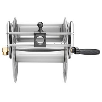 Wall-Mount Hose Reel for Garden, Patio, and Backyard with Tangle-Free Guide - Silver