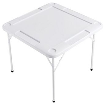 4-Person Mahjong and Card Table with HDPE Top and Rust-Resistant Frame - White