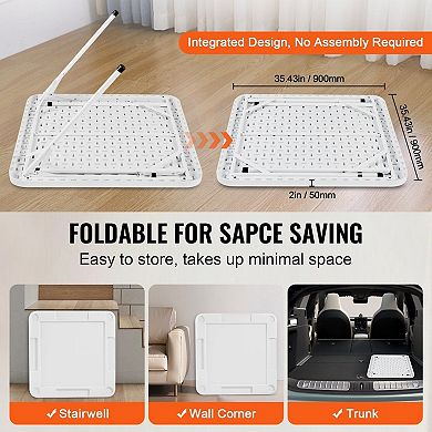 4-Person Mahjong and Card Table with HDPE Top and Rust-Resistant Frame - White