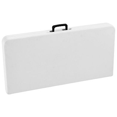 4-Player Folding Card Table with Handle, HDPE Top, and Rust-Resistant Frame - White