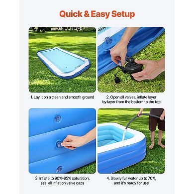 Blue and White Inflatable Family Pool 400 Gallons Multi-Use Ball Pit or Swim Pool