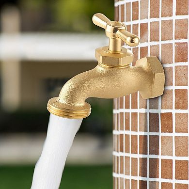 Versatile Outdoor Hose Bib for Irrigation, Garden Hoses, and Home Water Access - Golden