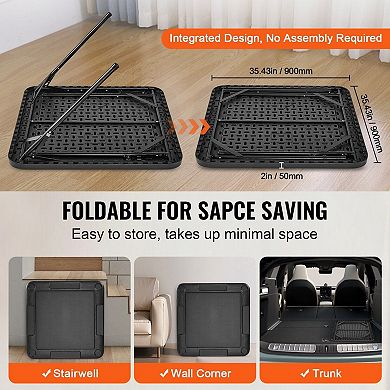 4-Player Folding Mahjong and Card Table with Cup Holders and Chip Trays - Black