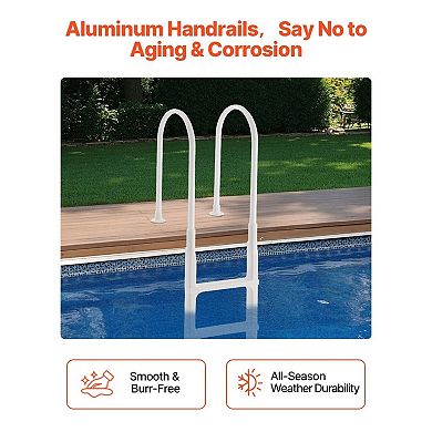 4-Step Pool Ladder with Double Handrails Textured Steps for 4854" Pools - White