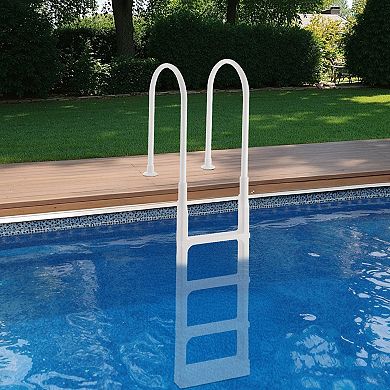 4-Step Pool Ladder with Double Handrails Textured Steps for 4854" Pools - White