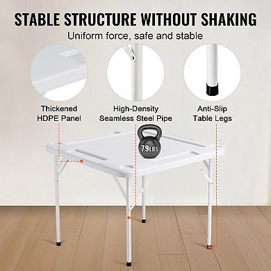 4-Player Folding Mahjong and Card Table with Cup Holders and Chip Trays - White