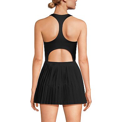 Womens Lands' End Women's Tugless Racerback Pleated Swim Dress