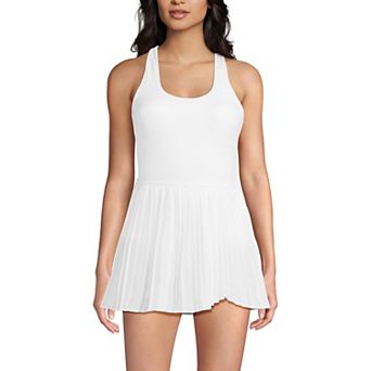 Womens Lands' End Women's Tugless Racerback Pleated Swim Dress