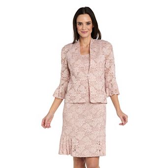 Women's R&M Richards 2 pc Foil Lace Jacket & Dress Set