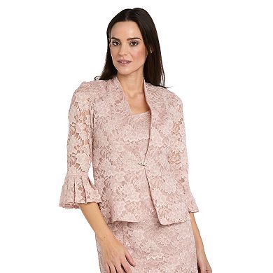 Women's R&M Richards 2-Piece Foil Lace Jacket & Dress Set
