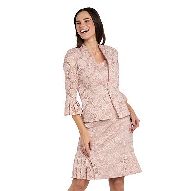 Women's R&M Richards 2-Piece Foil Lace Jacket & Dress Set