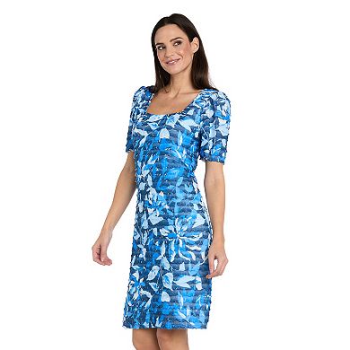 Women's R&M Richards Floral Eyelash Knit Square Neck Shift Dress