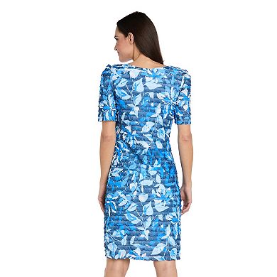 Women's R&M Richards Floral Eyelash Knit Square Neck Shift Dress