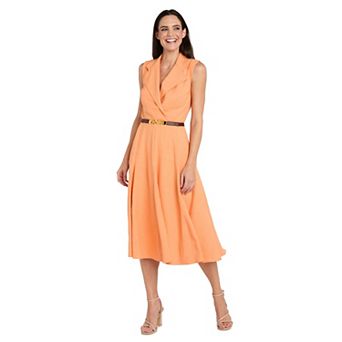 Women's R&M Richards Sleeveless Belted Fit & Flare Midi Dress