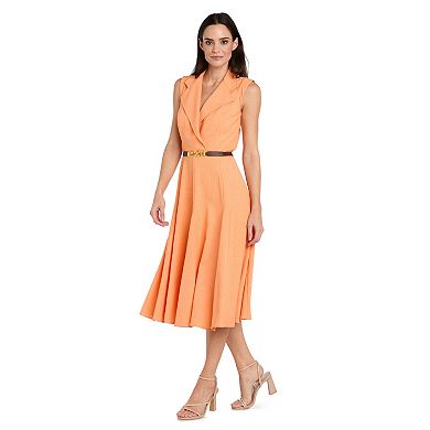 Women's R&M Richards Sleeveless Belted Fit & Flare Midi Dress