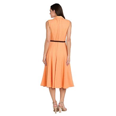 Women's R&M Richards Sleeveless Belted Fit & Flare Midi Dress