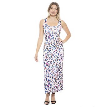 Women's 24Seven Comfort Apparel Abstract Scoop Neck Sleeveless Maxi Dress