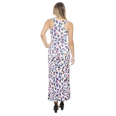 Women's 24Seven Comfort Apparel Abstract Scoop Neck Sleeveless Maxi Dress