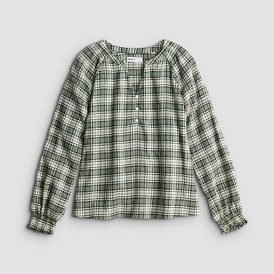 Women's Sonoma Goods For Life® Smocked Wrist Henley Top