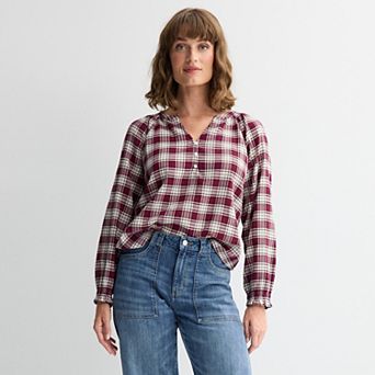 Women's Sonoma Goods For Life® Smocked Wrist Henley Top