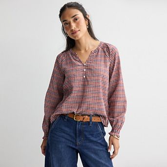 Women's Sonoma Goods For Life® Smocked Wrist Henley Top