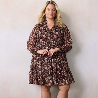 Plus Size LC Lauren Conrad Babydoll Tiered Shirtdress