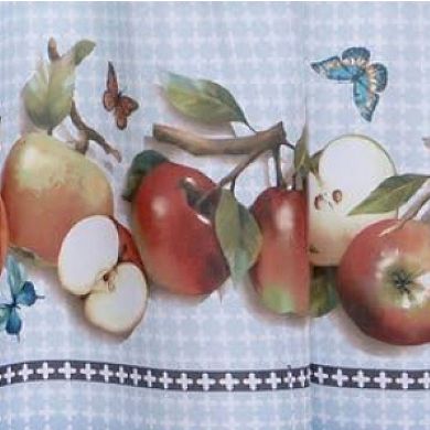 Kate Aurora Apple Medley 3 Piece Rod Pocket Cafe Cottage Kitchen Curtain And Valance Set