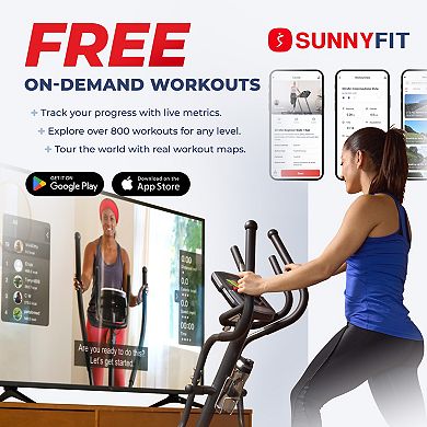 Sunny Health & Fitness Smart Premium Extra Long Stride Electro-Magnetic Elliptical