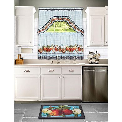 Kate Aurora Apple Medley 3 Piece Rod Pocket Cafe Cottage Kitchen Curtain And Valance Set