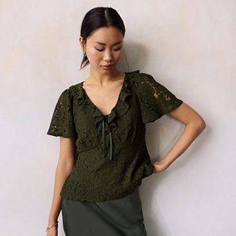 Women's LC Lauren Conrad Short Sleeve V-Neck Blouse