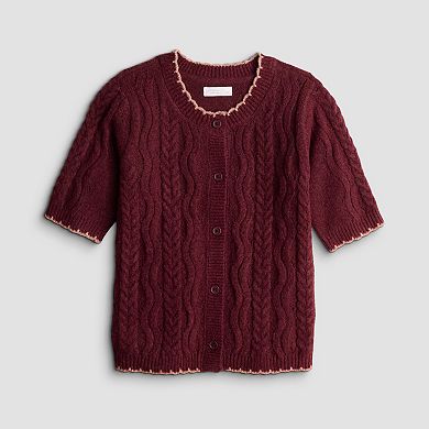 Women's LC Lauren Conrad Short Sleeve Cable Sweater Cardigan