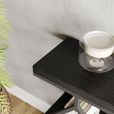 39" Console Table, 3-Tier Sofa Table Entryway Table with Open Shelves& Diamond-Shaped Design