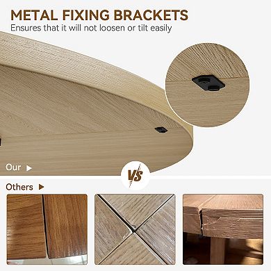 47" Farmhouse Round Dining Table Set for 4-6,Wooden Top with Pedestal Base,table only