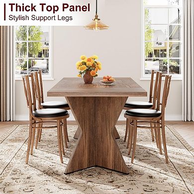 70.9'' Dining Table for 6, Farmhouse Rectangular Kichen Table with Heavy Duty Legs,table only