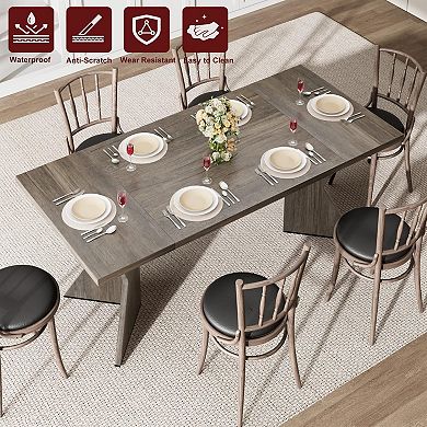 70.9'' Dining Table for 6, Farmhouse Rectangular Kichen Table with Heavy Duty Legs,table only