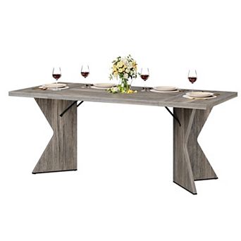 70.9'' Dining Table for 6, Farmhouse Rectangular Kichen Table with Heavy Duty Legs,table only
