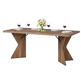 70.9'' Dining Table for 6, Farmhouse Rectangular Kichen Table with Heavy Duty Legs,table only