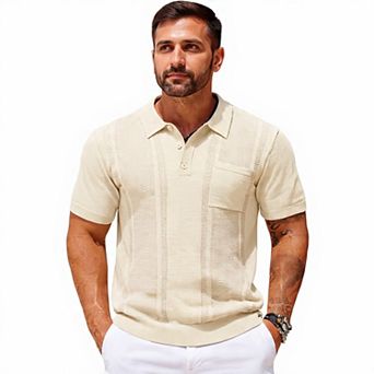 Slim Fit Knit Polo Shirt with Pocket
