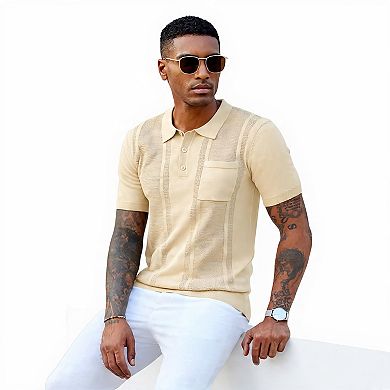 Slim Fit Knit Polo Shirt with Pocket