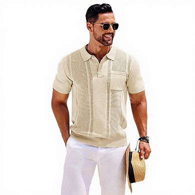 Slim Fit Knit Polo Shirt with Pocket