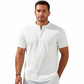 Short Sleeve Henley Shirt for Men