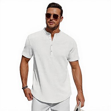 Short Sleeve Henley Shirt for Men