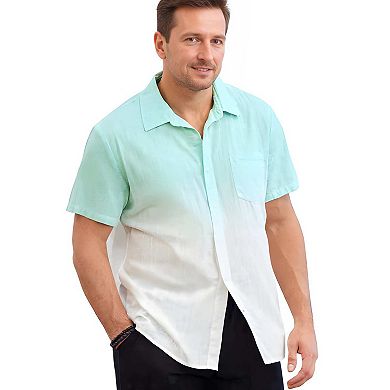 Summer Gradient Linen Short Sleeve Shirt