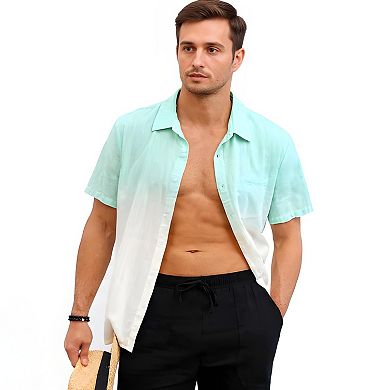 Summer Gradient Linen Short Sleeve Shirt