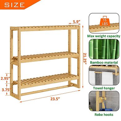 3-Tier Over-Toilet Storage Shelf with Hanging Bar