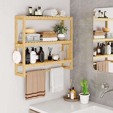 3-Tier Over-Toilet Storage Shelf with Hanging Bar