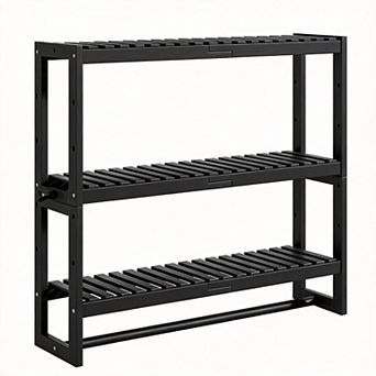 3 tier Over-Toilet Storage Shelf with Hanging Bar