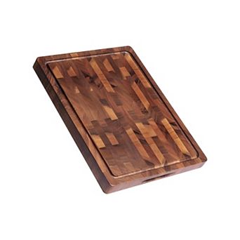 Large Walnut End Grain Cutting Board with Handle, Double-Sided, 17"x13"